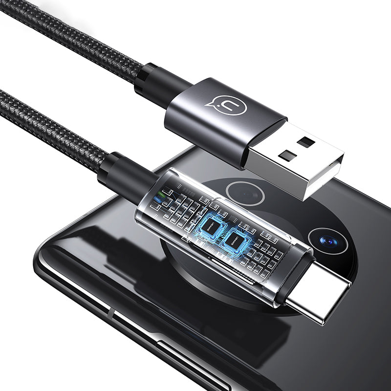 USAMS US-SJ673 USB-A to Type-C 6A Fast Charging Cable 1.2m Aluminum Alloy Digital Display Charger Data Cable USAMS US-SJ673 USB-A to Type-C 6A Fast Charging Cable 1.2m Aluminum Alloy Digital Display Charger Data Cable